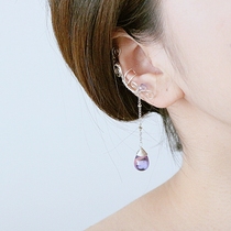 Original handmade personality elf ear clip gradient blue water drop without ear hole earring ear clip fairy student girl
