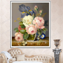 5d diamond painting European-style oil painting Peutan floral bottle applique with cross embroidered living room Restaurant bedroom New European-style flower