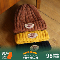 Acap Brand warm wool knitted cold hat autumn and winter red big head circumference cute ear protectors for women and men
