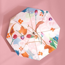 Japan CK sun umbrella Womens double-layer parasol sunscreen UV umbrella Forest retro simple barometer rain dual-use folding