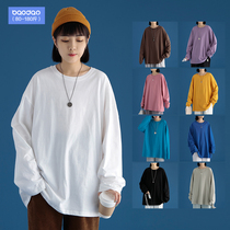 Japanese solid color long sleeve T-shirt men Spring Tide brand loose size clothes Korean version trend wild base shirt