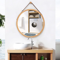 Toilet mirror full-body mirror wall bathroom mirror with shelf Nordic small round mirror wall-mounted toilet fitting mirror