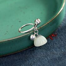 Xissu 925 natural silver and Tian Yuyu Yu Lotus Fluffy ring inlaid with open - mouth silver ring