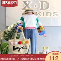 Brand childrens clothing 2019 spring clothing new womens childrens clothing famous family style color element lamp sleeve pullover sweater