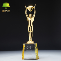 Metal trophy custom Oscar Golden Man Crystal creative custom lettering Award souvenir lift Diamond award