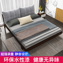 High-end solid wood bed pure wood bed double bed master bedroom 2021 new modern simple Nordic log color 1.8 meters
