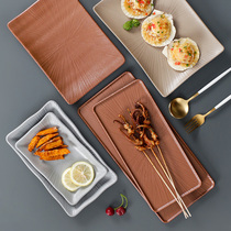 Topglamide Hotpot BBQ Plate Commercial Rectangular Plate Porcelain Side Plate Grilled Meat Plate Porcelain Tableware