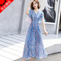 2022 Summer big code Retro high-end medium long style Temperament Celebrities womens clothing High level Sensation Casual Goddess Van