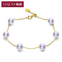 Heidi Pearl Ding Ling is round strong light all over the Sky star Akoya sea pearl bracelet G18K gold gift