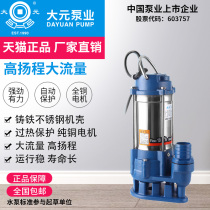 Dayuan stainless steel 220V single-phase household sewage pump pumping machine pumping mud submersible sewage pump High lift lifting pump