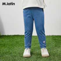 Marading Children's Wear Knitted Pants 2021 Spring and Autumn New Fun Print Design Denim Leggings