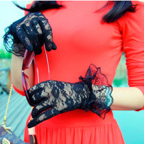 Summer sunscreen gloves lace short ladies breathable sunshade big lace sexy elegant drive electric car riding