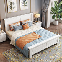 Solid wood bed American 1 8 beige double master bed European bed modern minimalist 1 5 m hipster storage bed