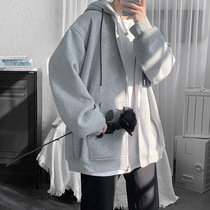 Gush sweatshirt male autumn winter new pure color Lianhood cardiovert cardiovert cardiovert bag multicoloured student 100 hitch casual jacket