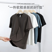 Hanska 2022 Summer slim short sleeve t-shirt male tide Billboard s Teenagers Loose Round Collar Pure Color Printed Blouse