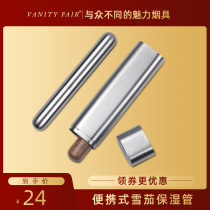 VANITYFAIR CIGAR TUBE PORTABLE CIGAR HUMIDOR TUBE STAINLESS STEEL HUMIDOR