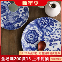 W1962 British new underglaze modern blue and white porcelain fairy tale rabbit tableware set Western plate flat dessert plate