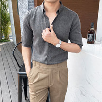 Fugui bird casual 50% sleeves shirt male summer new Korean version trendy short sleeve blouse anti-crease-free and scaledless