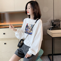 Europe station autumn 2021 new European sweater female tide ins Korean version loose bf lazy wind short blouse thin