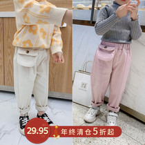 Childrens clothing girls spring 2021 new baby spring and autumn foreign style casual pants children Korean pants small childrens trousers