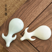 Ancient early material handmade jade porcelain small tea pet kung fu tea ceremony Zodiac cow ornaments creative tea table tea table tea set accessories tea play