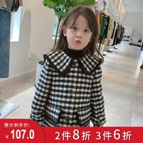 Childrens clothing girls Spring and Autumn New 2021 foreign style childrens autumn winter woolen coat baby long coat clothes