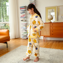 Childrens coral velvet pajamas autumn and winter girls flannel little girl home clothing set thick winter