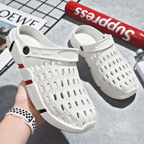 Hole shoes mens summer outer wear 2021 new non-slip soft bottom trend Korean version all-match large size dual-use mens slippers
