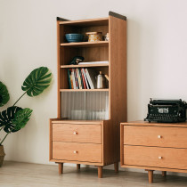 Nordic solid wood bookcase simple modern small apartment sofa side cabinet magazine cabinet locker bedroom bedside table home