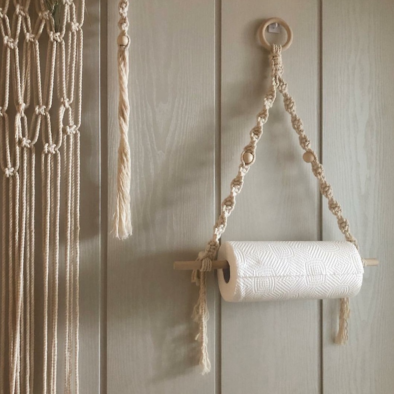 ins Nordic Wall wall-mounted wooden stick rack bedroom living room decoration hand-woven