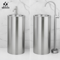 San Shue 304 stainless steel round one landing column wash basin hotel Homestay Ball Table basin wash basin