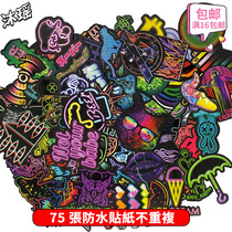 ins wind handbook sticker 75 cartoon neon stickers notebook phone case decorative stickers