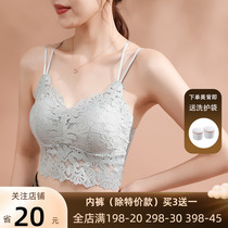 2022 spring and summer sexy no steel ring bra lace beautiful back sling bottoming bra anti-glare tube top underwear women