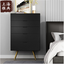 Special offer Nordic simple modern light luxury solid wood furniture bedroom oak storage chest of drawers vertical cabinet storage black
