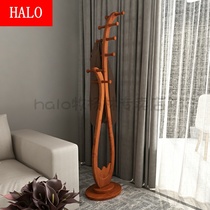  Creative weighted living room solid wood floor-to-ceiling coat rack Red tsubaki wood modern Chinese bedroom clothes rack hanger