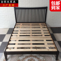 Solid wood single double environmental White Oak American minimalist modern yuan mu chuang 1 5 m 1 8 meters wax