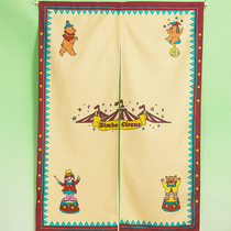 Zuo Xiandun Road American retro cartoon curtain cotton linen fabric hanging curtain half curtain bedroom kitchen bathroom partition curtain