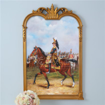 106*69 American European beauty figure General horse riding study hanging painting Hand-painted oil painting Gold leaf shaped living room painting