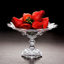 Ou Wei fruit plate dried fruit plate glass candy plate dessert plate creative high foot fruit plate living room KTV meeting