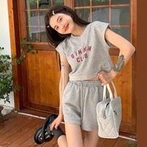 Short casual sports fashion suit summer hot girl breezy short sleeve t-shirt pure color shorts two sets