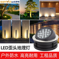 cob polarized buried light led outdoor waterproof lawn patio square projection lamp embedded bullseye buried light