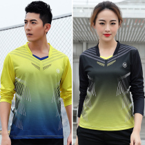 New autumn and winter quick-drying long-sleeved badminton top mens and womens sports gas discharge net table tennis fitness training clothes
