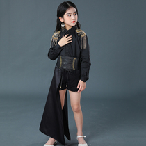 Girls catwalk performance tide clothing black suit handsome childrens model performance clothing little girl T stage fashion domineering