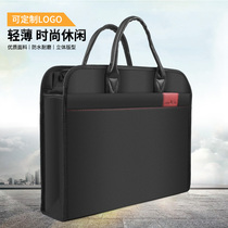 Oxford canvas file bag portable business leisure men double storage file bag large capacity zipper conference bag office thick information bag briefcase business bag custom text logo