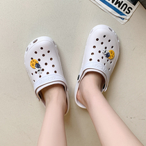 Dongle Shoes Womens Summer Fashion Exterior Wearing Cartoon Cute Beach Shoes Non-slip Baotou Semi Slippers Woman Style Dongle Sandals