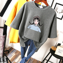 womens plus size summer clothing 2022 new short sleeve t-shirt womens half sleeve chubby girl chubby belly cover shirt bottoming shirt