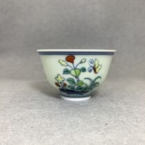 Daming Chenghua annual official kiln grade full hand-painted bucket Color Butterfly flower and grass pattern Cup Jingdezhen ceramic kung fu tea cup
