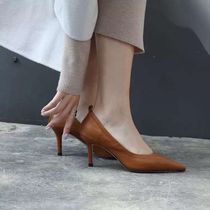 Givenivan comfort to be slim ~ caramel soft cow leather high heel with 100 hitch with 100 hitch-pointed fine heel