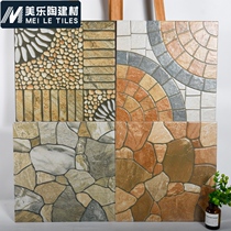 Antique tiles Outdoor garden terrace courtyard non-slip tiles 400x400 pebbles outdoor balcony wear-resistant floor tiles
