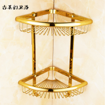 European toilet tripod copper bathroom corner basket full Copper Triangle basket gold shelf bathroom pendant wall hanging